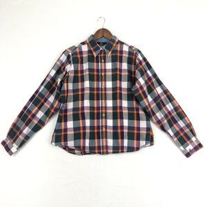 Twenty X Women's Size XL Green Orange Purple Plaid Button Down Western Shirt